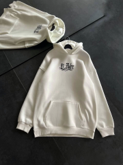 Üç İplik Penye Uzun Kol Kapüşonlu Baskılı SweatShirt - Beyaz