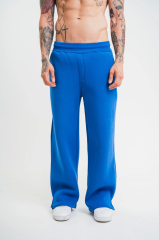 Unisex Boru Paça Baggy Eşofman Pantolon - Mavi