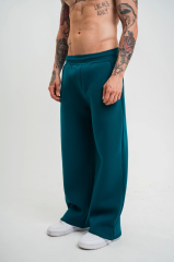 Unisex Boru Paça Baggy Eşofman Pantolon - Koyu Deniz Yeşili