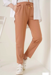 Kadın Tam Kalıp Basic Eşofman Pantolon - Kahverengi