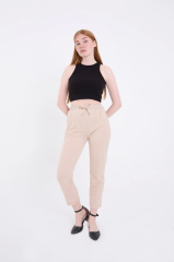 Kadın Tam Kalıp Basic Eşofman Pantolon - Bej