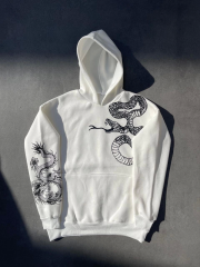 Uzun Kol Kapüşonlu Baskılı SweatShirt - Beyaz