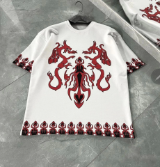 Unisex Bisiklet Yaka Baskılı Oversize T-Shirt - Beyaz
