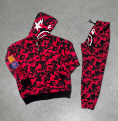 Unisex Pubg Bape x Shark Eşofman Takımı - Kırmızı