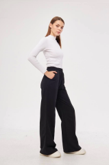 İki iplik Bol Paça Eşofman Pantalon - Siyah
